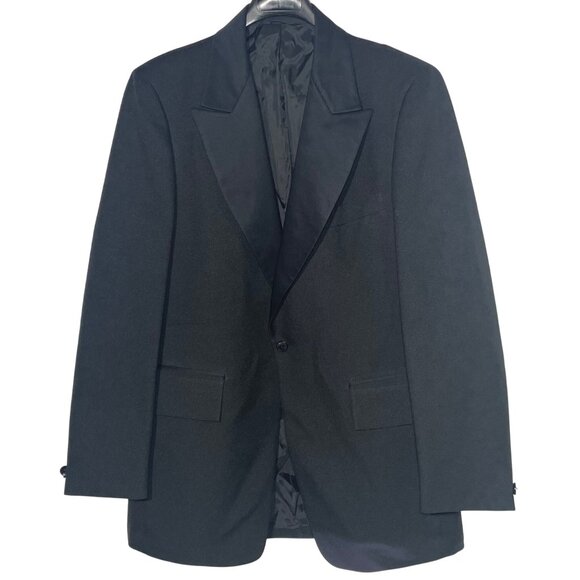 After Six Roos Atkins 1 Button Tuxedo Jacket w/ Bow Tie Black Sz 44L Formal - Picture 1 of 8